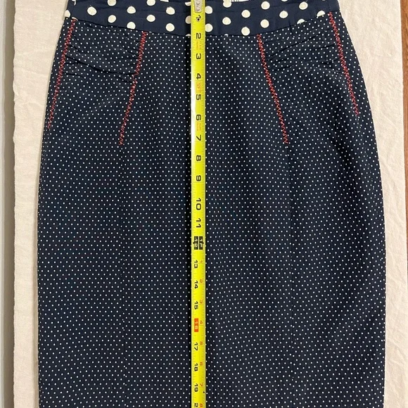 Anthro Baraschi navy polka dot pencil skirt - Picture 7 of 8